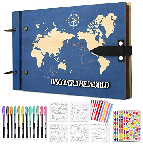 ZEEYUAN Album Fotografico in Legno Album Foto Fai da Te delle Nozze Book Foto degli Ospiti 60 Pagine Libro dei Viaggio Anniversario di Compleanno Regalo di San Valentino per Madre Padre