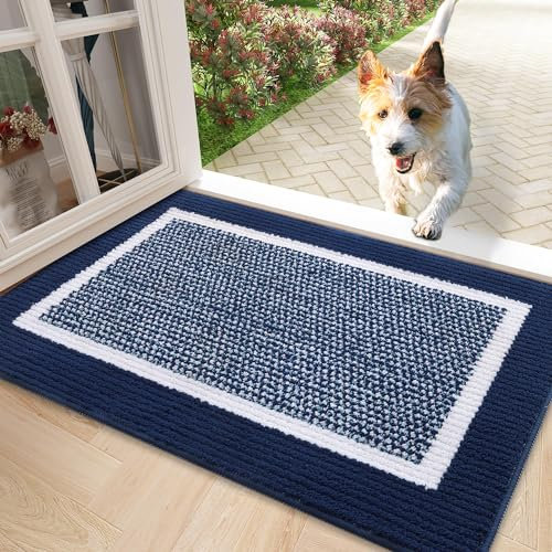 Homaxy Door Mats Indoor, 50 X 80 cm, Non Slip Dirt Trapper Machine Washable Soft Doormats, Super Absorbent Floor Mat for Front Back Door, Pets and Dogs, Navy Blue