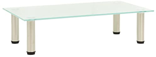 vidaXL Transparent TV Stand - Contemporary Tempered Glass and Stainless Steel TV Table for Living Room, Bedroom - Compact and Easy-to-Clean