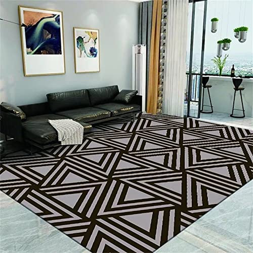 RUGMRZ Gaming Teppich Moderne einfache geometrische Anti-Rutsch schöne Zimmer deko schwarz fleckerlteppich balkonlounge Gaming Teppich Teppich läufer flur180x270CM