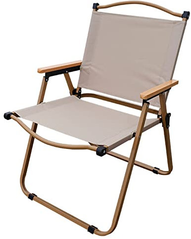 HUHJYUGE Campingstuhl Klein, Klappstuhl Camping, Leichter Faltbarer Campingstuhl, Angelstuhl Mit Solidem Holz Armlehnen, Für Strandparty, Fischen, Reise, Picknick (B)