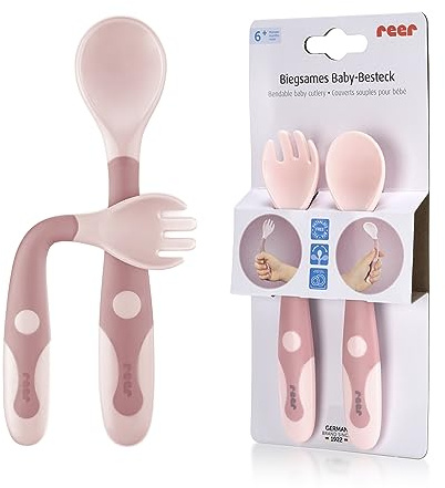 Cubiertos plegables para bebés, rosa