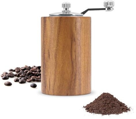 kaffeemühle Manuell, mit Einstellbarer Mahlgrad,Edelstahl Coffee Bean Grinder,Espressomühle Hand aus Holz mit Kegelmahlwerk, Geeignet für Meersalz, Sichuanpfeffer und Kaffeemühlen,Küchenmühlen (Groß)