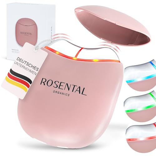 Rosental Organics EMS Gua Sha Gesichtsmassagegerät - LED Blau, Grün & Rotlicht Therapie - Für konturierte, pralle Haut & ebenmäßigen Teint - Für alle Hauttypen