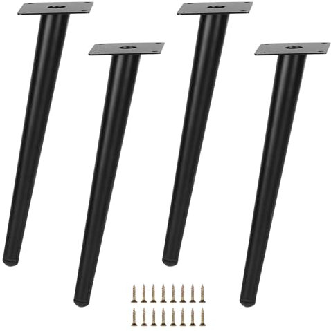 DBREAKS Patas para Muebles, Altura Regulable, Inclinadas, para Sofá, Mesas, TV, Sillas, Armarios, Acero Inoxidable, Negro, 25 cm