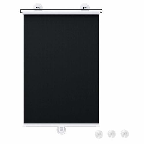 Tenda A Rullo A Ventosa Senza Fili Con Molla,Tende A Rullo Per Finestrini,Tenda Oscurante Per Il Soggiorno,Tenda Termica Avvolgibile Per Camera Da Letto,Sicure Per I Bambini.,Black-60x80cm/24x31in