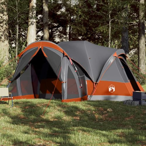Homgoday Tipi familjetält 8 personer familjetält, vandringstält, trädgårdstält, vattentätt tält för camping, resor, vandring, trädgård, grått och orange, vattentätt