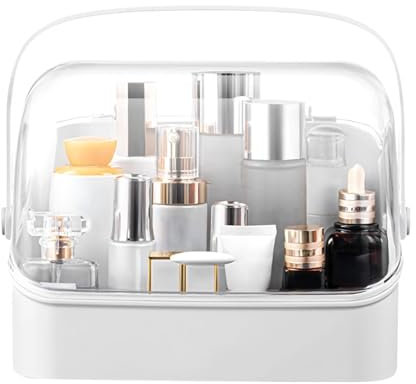 Organizer trucco, porta skincare per bagno, scatola portaoggetti cosmetici, espositori per trucco, regalo trendy per ragazze adolescenti, organizer per vanity, comò o piano del bagno
