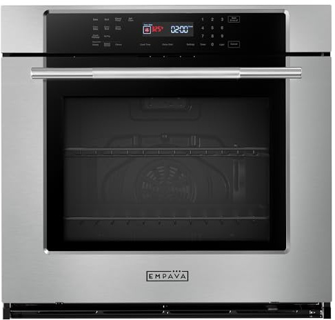 Empava 30 inch Electric Single Wall Oven with 10 Cooking Funcitons, Built-in Convection System with Screen Touch Control, Air Fry, Self-cleaning