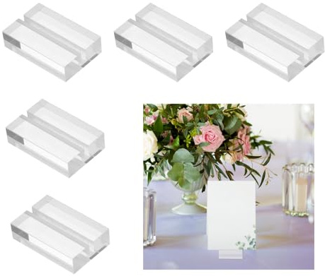 sourcing map Lot de 5 porte-cartes en acrylique transparent de 3,1 cm pour numéro de table, nom, carte de nom, support d'affichage pour affichage de papier, pièces de jeu, prix, tableau, photos,