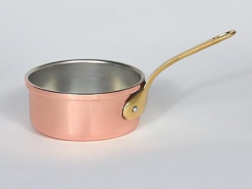 Casserole en Cuivre avec Poignée en Laiton et Intérieur Disponible Étamé ou Inox, Plusieurs Tailles (Étamé, 16 cm)