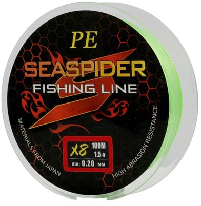 Annlpoy 100m Trenza Hilo de Pesca 8 hebras de fluorocarbono para Lanzar y Jigging, Color Verde para Visibilidad, Alta Flexibilidad y Resistencia a la Abrasión