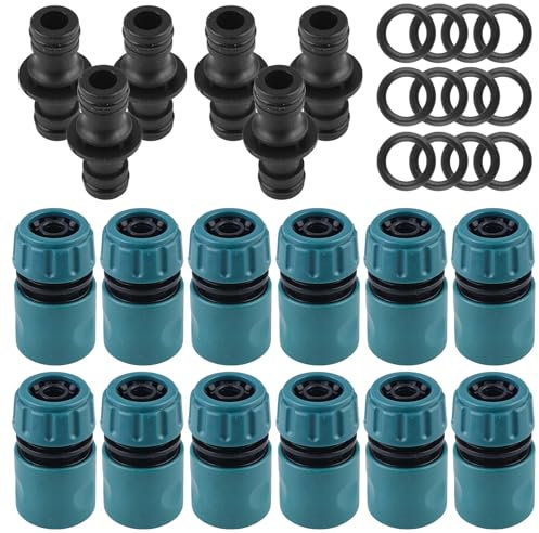 Lot de 18 raccords de tuyau 1/2 en plastique rapide 1/2 Raccord de tuyau de robinet adaptateur robinet tuyau d'arrosage pour raccorder des outils de jardin
