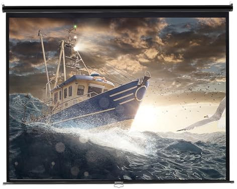 INMOZATA Pull Down Projector Screen 100 inch Wall & Ceiling Projector Screen with 4:3 Ratio Matte White Screen for Home Cinema Theater School Office Presentation Outdoor Indoor(Size:197x147cm)