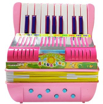 Lvifloae Mini 17 Key 6 Bass Kids Toy Accordion Lightweight Mini Musikinstrument med robust remspänne för barn Studenter Musikstarter Julklapp Practice Performan (Rosa)
