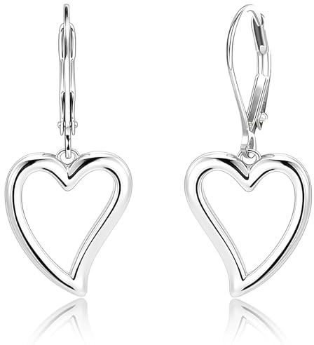 Vesavifaka Boucles d'Oreilles Argent 925 Sterling Argent Cœur Boucles d'Oreilles pour Femme, Pendentif Cœur Ouvert, Hypoallergénique, Dormeuses Anneaux Créoles, Bijoux Tendance pour Femme