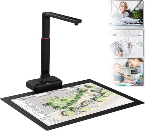 GEHPYYDS Escáner de Documentos A2/A3 de Alta resolución – Cámara USB para Libros y Documentos de 23 MP con aplanado automático y eliminación de Huellas Dactilares, OCR multilingüe