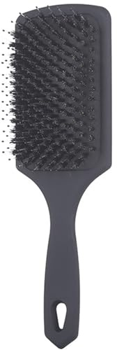 Boar Bristle Detangler Hair Brush, Paddle Hairbrush with Hanging Hole, Detangling & Scalp Massage Brush - Gentle Shine & Smoothing for Men & Women, 1-Pack (black)