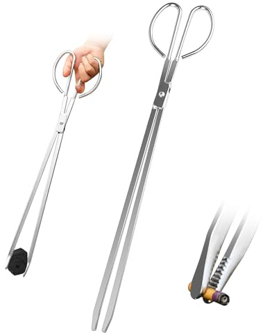 Pinze per caminetto in acciaio inox, 53 cm, 48 cm, resistenti, per braciere da esterni e interni (48 cm)