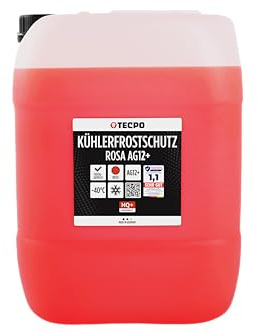 TECPO Anticongelante G12+ 20 litros listo para usar -40 °C, anticongelante para sistemas de refrigeración, protección contra la corrosión, refrigerante, protección contra sobrecalentamiento