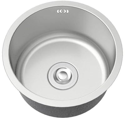 304 rostfritt stål runt undermonterat handfat för köksö och bardisk – enkel skål med dräneringssats (280 mm) – perfekt för köksuppgradering och slish-design