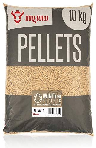 BBQ-TORO Walnut Blend Pellets Composer de 100% Bois de Noyer | 10 kg | Pellets de Noyer pour Barbecue, fumoir, Four à Pizza à pellets et systèmes de Chauffage | Pellets à Griller