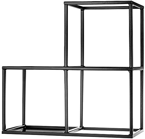 KADAX Blumentopfhalter, Blumenregal aus Stahl, Blumenständer für Innen, Außen, Balkon, Terrasse, moderner Blumenhalter, Blumentreppe, Wandhalterung, Pflanzenregal, Deko, schwarz (3 Ebenen)