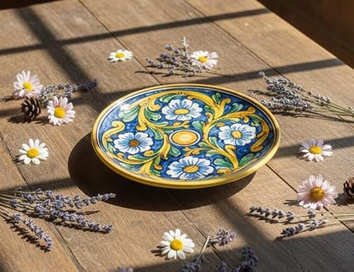 ILAB Piatto medio in ceramica decorata a mano da ceramisti siciliani di Santo Stefano di Camastra barocco art 13