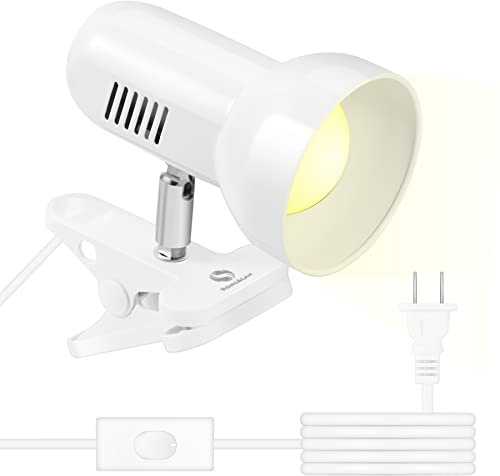 RONG&LAN LED Metal Clip On Light Clip on Lamp for Desk, 360° Adjustable Clamp Reading Light for Bed, Eye-Friendly Book Night Light for Desk Bed Table Dorm Room Bedroom Office Reading SUN-86 White