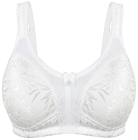 Ayigedu Women's Plus Size Minimizer Bra Full Coverage Non Wired Non Padded Comfort Everyday Bra 40-DD White
