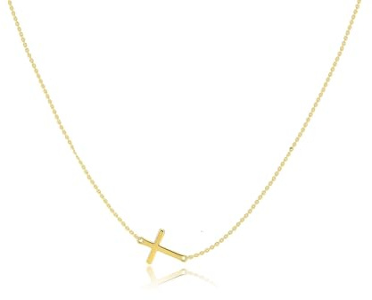 Awvialy Sideways Cross Necklace for Women,Dainty Gold Cross Necklace 14k Gold Plated Cross Necklace Cute Gold Cross Pendant Simple Gold Choker Necklaces Aesthetic Gold Jewelry for Women Gift