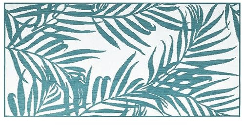 vidaXL Alfombra de Exterior Gris y Verde Agua Reversible 80x150 cm