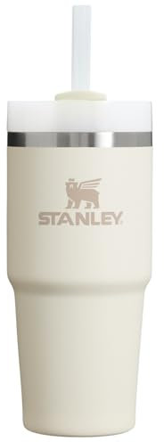 STANLEY Quencher H2.0 FlowState Gobelet isotherme en acier inoxydable avec couvercle et paille pour eau, thé glacé ou café, smoothie et plus encore, crème 2.0, 414 ml