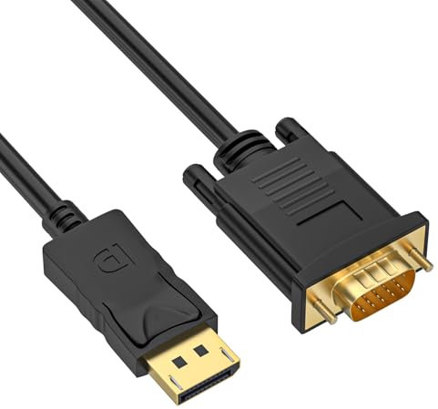 Omivine DisplayPort auf VGA Cable 1,8M, 1080P Gold-Plated DP auf VGA Cable Compatible with Laptop, PC, Desktop, Monitor, Projector