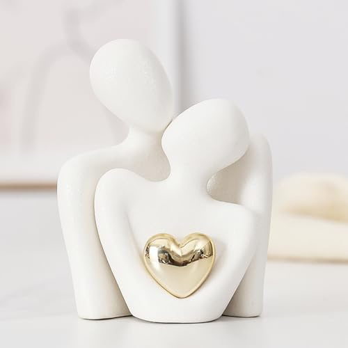 ODMYZG Mini Couple Statue,Couple Hugging Statue,Modern Abstract Art Decoration,Decorative items for TV cabinets,living rooms and bedrooms.Romantic Gifts for Valentine Anniversary Birthday (White, M)