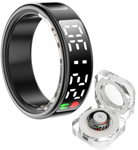 Smart Ring Health Tracker Med LED-skärm, Bärbar Sömnpuls Steg Blodsyre Blodtrycksmätare IP68 Vattentät Smart Ring For Kvinnor Män(Black,12)