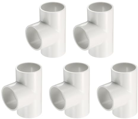 sourcing map 5 Stück 1 17/64 Zoll T-Stück 3-Wege-PVC-Rohrverschraubungen, Möbelbau, Eckbeschläge, Winkelbeschläge für Heimwerker, Regal, Garten, Stützstruktur, Zeltanschluss, Weiß