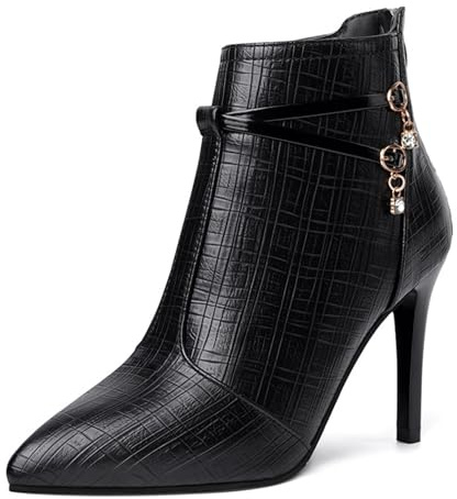 Agiyenna Donna Stivaletti Eleganti Unicolori Moda Casual Comodi Punta Affusolata Stivali Autunno Inverno Tacco Stiletto Con Cerniera Stivali Alla Caviglia