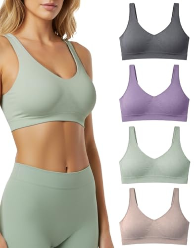 Risalti Sujetador Sin Aros Hombros Anchos Eco Friendly 4 Pz - Bralette Mujer Ecológica en Microfibra Yees Green, más Suaves Que el Sujetador Deportivo Mujer, Top Bra Sin Costuras - Made in Italy