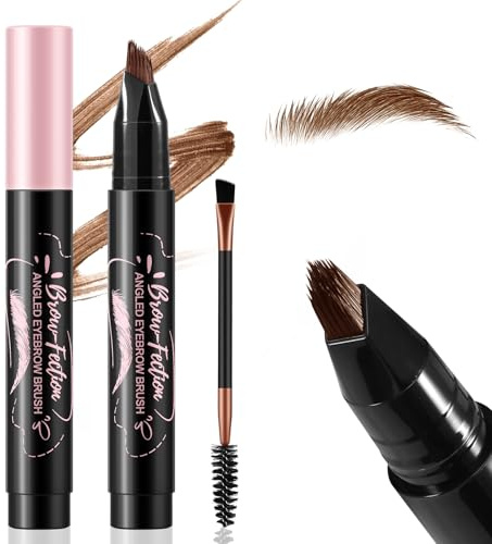 Boobeen Rotulador para cejas Microbladingn - Lápiz de cejas resistente al agua con pincel en ángulo, lápices de cejillas para mujeres, de secado rápido y larga duración con trazos como el pelo