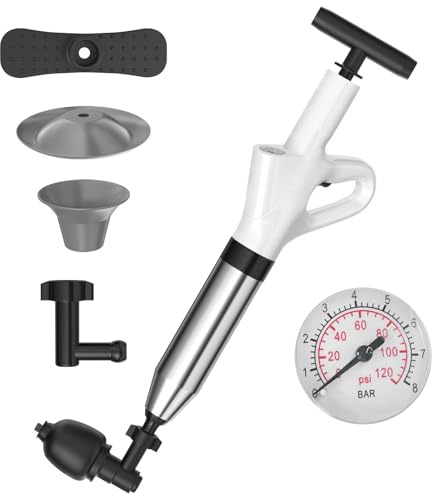 Crynvor 7 Pezzi Sturalavandini a Pressione, Pompa Stura Scarichi a Pressione, Pistola Stura Lavandini Ad Aria Compressa, Stura Lavandini a Pressione Wc Potente, per Disintasare Wc, Lavello, Vasca
