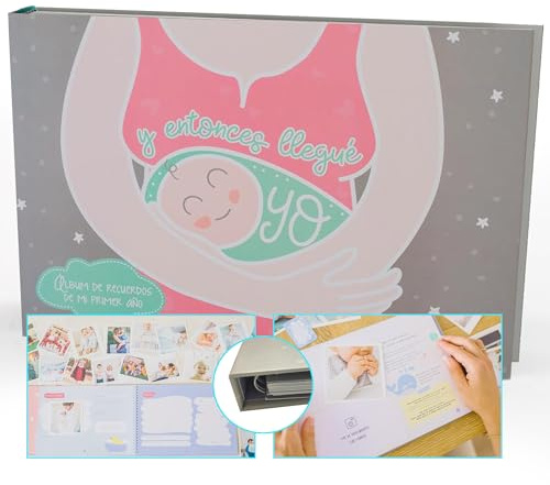 MIMUSELINA | Album Fotos Bebe Primer Año | Guarda los Mejores Recuerdos del Primer año en un Album de Fotos para tu Bebé | Perfecto como Regalos Para Mamás Primerizas