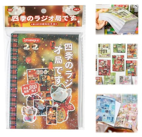 VelvetGlow Stickerbuch en estilo manga japonés, Serie de recuerdos románticos – 45 stickers en estilo de cómic antiguo, para manualidades, scrapbooking y diseño de libros