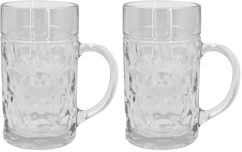 Boland - 54249 - Boccale da birra in vetro, 1 litro, boccale da birra per feste, compleanni o festival della birra, bicchiere per una pinta di birra (Confezione da 2)