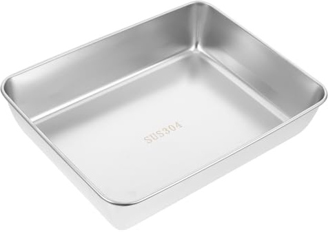 TOKIDNY Teglia da Forno Rettangolare in Acciaio Inossidabile Piccola Teglia da Cucina Coperchio Resistente e Leggera per Torte Dessert e Uso Domestico Quotidiano