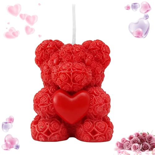 KUIRUNRX® Vela Perfumada, Vela Aromática en Forma de Oso para San Valentín, Aromaterapia Romántica, Cumpleaños, Navidad para Mujer, Esposa, Novia, Regalo y Decorativo
