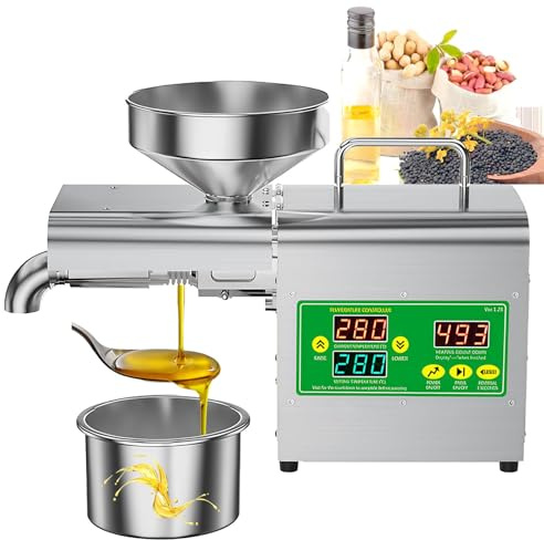 Pressa per olio elettrica doppia pressatura a caldo e a freddo, in acciaio inox per un'estrazione sana dell'olio puro, 110 V-220 V