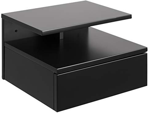 AC Design Furniture Fia Nachttisch mit 1 Schublade in Schwarz, 1 Stück, Wandschrank im Minimalistischen Stil, Kleiner Nachttisch für die Wandmontage, B: 35 x H: 22,5 x T: 32 cm
