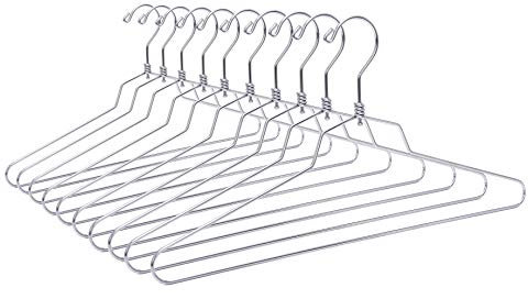 Quality Metal Hangers - Swivel Hook, Stainless Steel, Heavy Duty, Wire Clothes - 10 Standard, 17 Inches