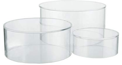 Red Co. Set of 3 Sizes (6, 5, 4) Acrylic Round Cylinder Display Nesting Riser Stands with Hollow Bottoms, Crystal Clear